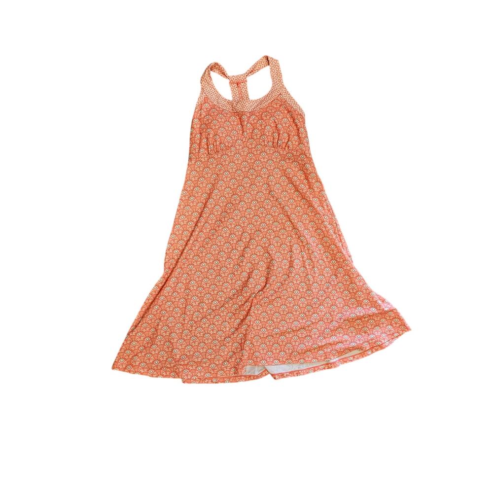 Prana active tank dress padded bra halter pink orange womens large tennis sporty